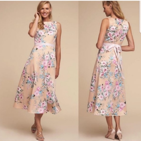 BHLDN Dresses & Skirts - BHLDN Anthropologie floral satin a-line midi dress